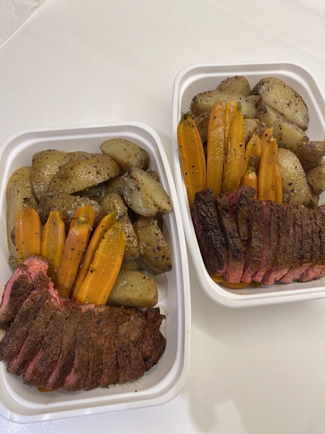 AAA top sirloin with slow-cooked potato and carrot stew
